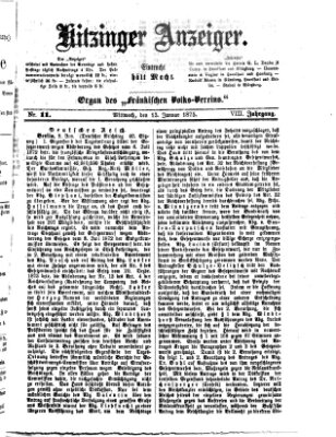 Kitzinger Anzeiger Mittwoch 13. Januar 1875