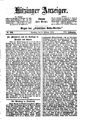 Kitzinger Anzeiger Samstag 6. Februar 1875