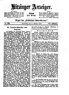 Kitzinger Anzeiger Donnerstag 11. Februar 1875