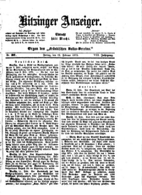 Kitzinger Anzeiger Freitag 12. Februar 1875