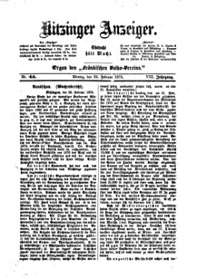 Kitzinger Anzeiger Montag 22. Februar 1875