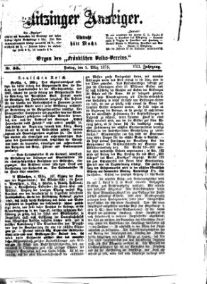 Kitzinger Anzeiger Freitag 5. März 1875