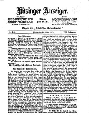 Kitzinger Anzeiger Montag 29. März 1875