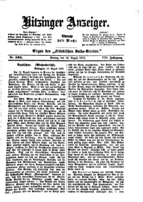 Kitzinger Anzeiger Montag 16. August 1875