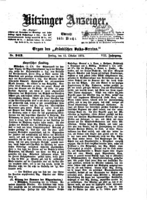 Kitzinger Anzeiger Freitag 15. Oktober 1875