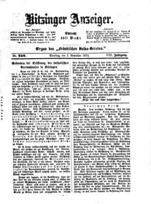 Kitzinger Anzeiger Dienstag 2. November 1875