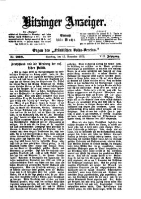 Kitzinger Anzeiger Samstag 13. November 1875