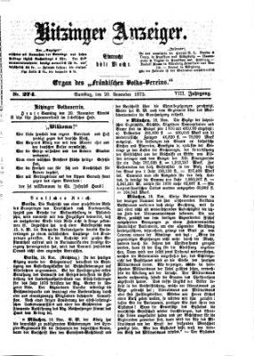 Kitzinger Anzeiger Samstag 20. November 1875