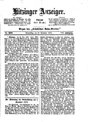 Kitzinger Anzeiger Donnerstag 25. November 1875