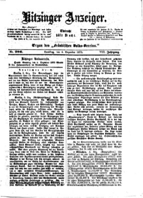 Kitzinger Anzeiger Samstag 4. Dezember 1875