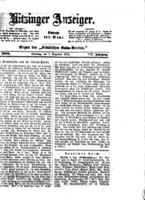 Kitzinger Anzeiger Dienstag 7. Dezember 1875