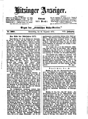Kitzinger Anzeiger Donnerstag 30. Dezember 1875
