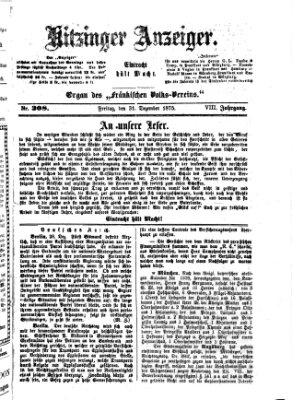 Kitzinger Anzeiger Freitag 31. Dezember 1875