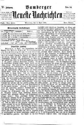 Bamberger neueste Nachrichten Montag 5. April 1875