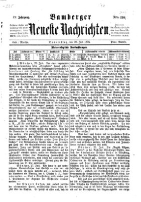 Bamberger neueste Nachrichten Donnerstag 29. Juli 1875