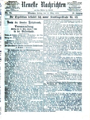 Neueste Nachrichten aus dem Gebiete der Politik (Münchner neueste Nachrichten) Freitag 12. März 1875