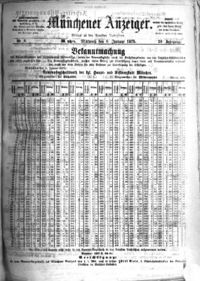 Münchener Anzeiger (Münchner neueste Nachrichten) Mittwoch 6. Januar 1875