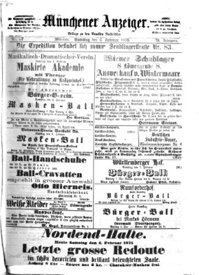 Münchener Anzeiger (Münchner neueste Nachrichten) Samstag 6. Februar 1875