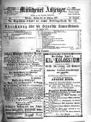 Münchener Anzeiger (Münchner neueste Nachrichten) Freitag 12. Februar 1875