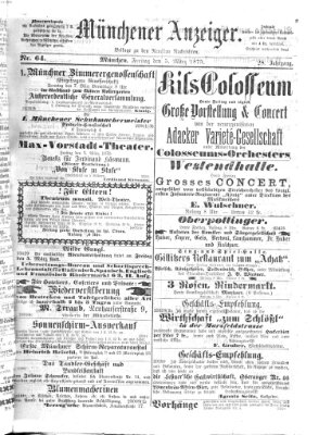Münchener Anzeiger (Münchner neueste Nachrichten) Freitag 5. März 1875