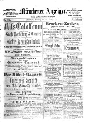 Münchener Anzeiger (Münchner neueste Nachrichten) Dienstag 30. März 1875