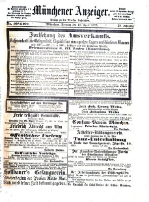 Münchener Anzeiger (Münchner neueste Nachrichten) Sonntag 18. April 1875