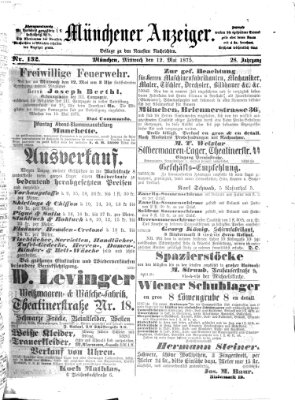Münchener Anzeiger (Münchner neueste Nachrichten) Mittwoch 12. Mai 1875