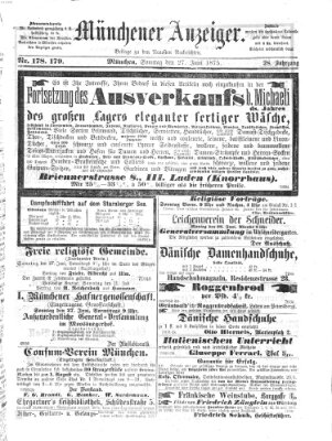 Münchener Anzeiger (Münchner neueste Nachrichten) Sonntag 27. Juni 1875