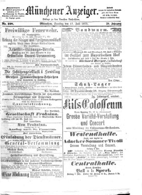 Münchener Anzeiger (Münchner neueste Nachrichten) Samstag 17. Juli 1875