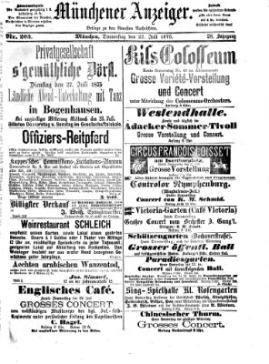 Münchener Anzeiger (Münchner neueste Nachrichten) Donnerstag 22. Juli 1875