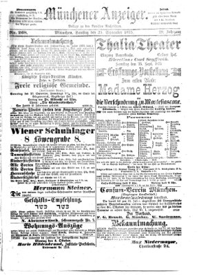Münchener Anzeiger (Münchner neueste Nachrichten) Samstag 25. September 1875