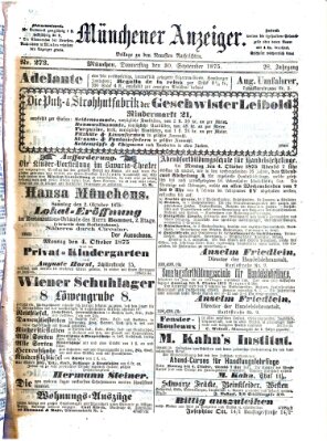 Münchener Anzeiger (Münchner neueste Nachrichten) Donnerstag 30. September 1875