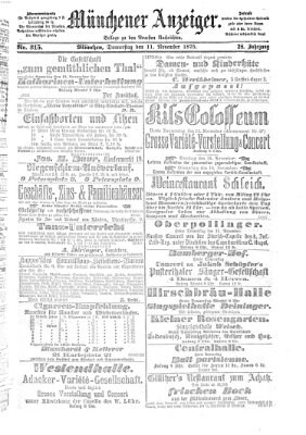 Münchener Anzeiger (Münchner neueste Nachrichten) Donnerstag 11. November 1875