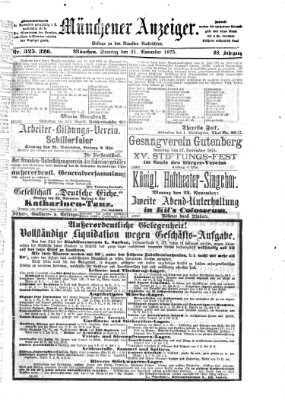 Münchener Anzeiger (Münchner neueste Nachrichten) Sonntag 21. November 1875