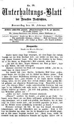 Neueste Nachrichten aus dem Gebiete der Politik (Münchner neueste Nachrichten) Donnerstag 18. Februar 1875