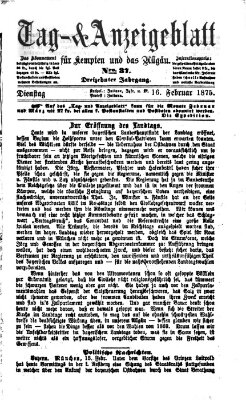 Tag- und Anzeigeblatt für Kempten und das Allgäu Dienstag 16. Februar 1875