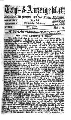 Tag- und Anzeigeblatt für Kempten und das Allgäu Sonntag 2. Mai 1875