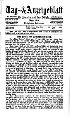 Tag- und Anzeigeblatt für Kempten und das Allgäu Mittwoch 21. Juli 1875