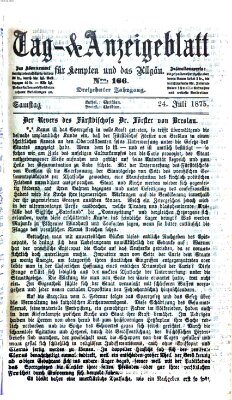 Tag- und Anzeigeblatt für Kempten und das Allgäu Samstag 24. Juli 1875