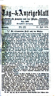 Tag- und Anzeigeblatt für Kempten und das Allgäu Sonntag 25. Juli 1875
