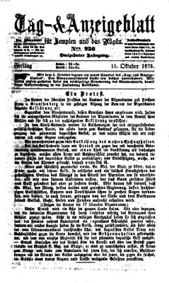 Tag- und Anzeigeblatt für Kempten und das Allgäu Freitag 15. Oktober 1875
