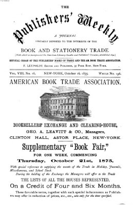 Publishers' weekly Samstag 16. Oktober 1875