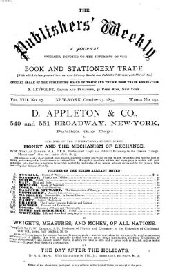 Publishers' weekly Samstag 23. Oktober 1875