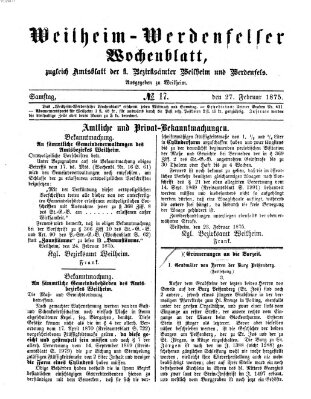 Weilheim-Werdenfelser Wochenblatt Samstag 27. Februar 1875