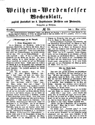 Weilheim-Werdenfelser Wochenblatt Samstag 1. Mai 1875