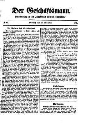 Der Geschäftsmann (Augsburger neueste Nachrichten) Mittwoch 29. November 1876
