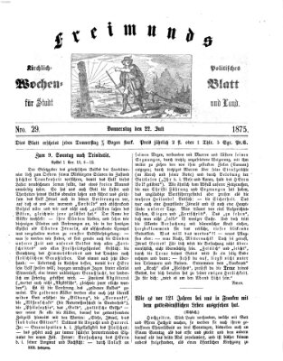 Freimund's kirchlich-politisches Wochenblatt für Stadt und Land Donnerstag 22. Juli 1875
