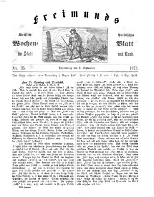 Freimund's kirchlich-politisches Wochenblatt für Stadt und Land Donnerstag 2. September 1875