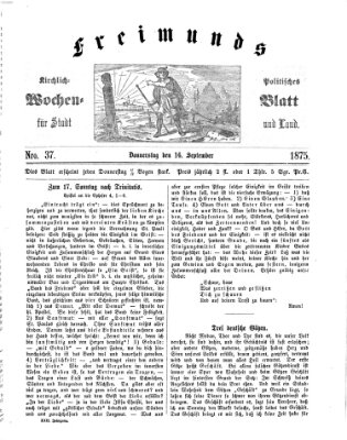 Freimund's kirchlich-politisches Wochenblatt für Stadt und Land Donnerstag 16. September 1875