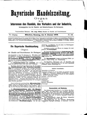 Bayerische Handelszeitung Samstag 8. Januar 1876